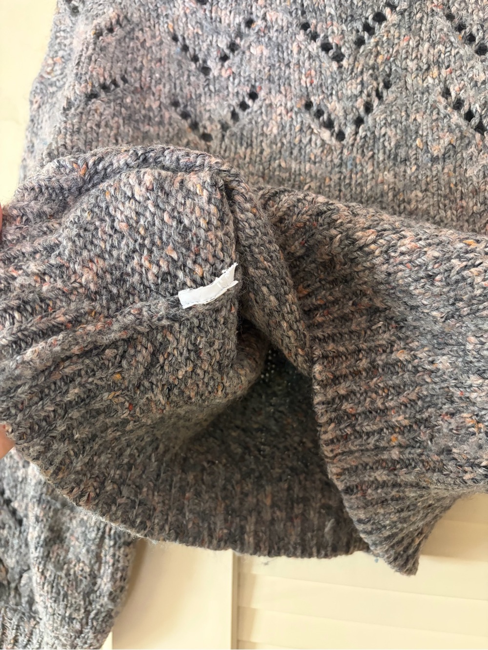 Madewell Pointelle Bubble Sleeve Pullover Sweater Size Small Marled Rock - Picture 5 of 7